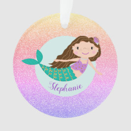 Adorno Sirena Arcoíris Brillo Nombre Personalizado