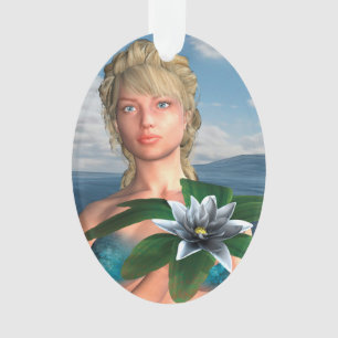 Adorno Sirena con flores de Lily del Agua