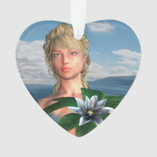 Adorno Sirena con flores de Lily del Agua