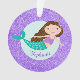 Adorno Sirena Nombre Personalizado Purpura Brillante