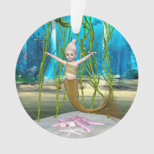 Adorno Sirena Pequeña Fantasía Niña, Océano Azul