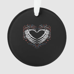 Adorno Skeleton Hand Heart 4De Eeuu Patriótico Americano