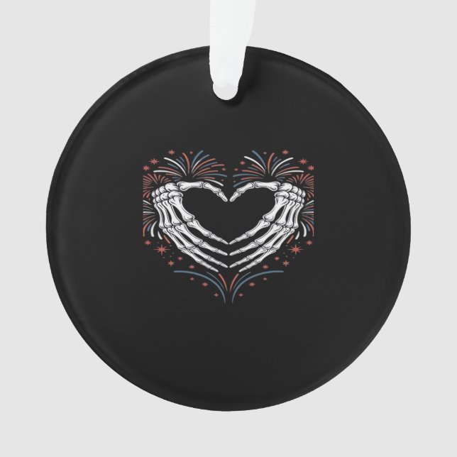 Adorno Skeleton Hand Heart 4De Eeuu Patriótico Americano (Anverso)