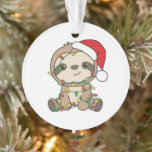 Adorno Sloth Navidades Winter Animals Sloths<br><div class="desc">La pereza con Navidades con luces de hadas. Animales divertidos con regalos y nieve para las vacaciones. Un saludo de Navidades dulces. Las locuras son animales lindos y perfectas para los Navidades.</div>