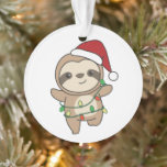 Adorno Sloth Navidades Winter Animals Sloths<br><div class="desc">La pereza con Navidades con luces de hadas. Animales divertidos con regalos y nieve para las vacaciones. Un saludo de Navidades dulces. Las locuras son animales lindos y perfectas para los Navidades.</div>