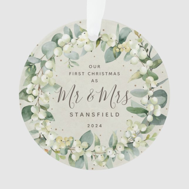 Adorno Snowberries - Nuestra primera Navidad, Sr. y Sra.  (Anverso)
