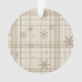 Adorno Snowflake Gingham Plaid Ornament – Neutral Beige