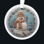 Adorno Snowman<br><div class="desc">El efecto bordado hace de este muñeco de nieve un adorno impresionante para tu árbol de Navidad o para un regalo de Navidades. ¡Añade un nombre en la parte delantera que quieres personalizar!</div>