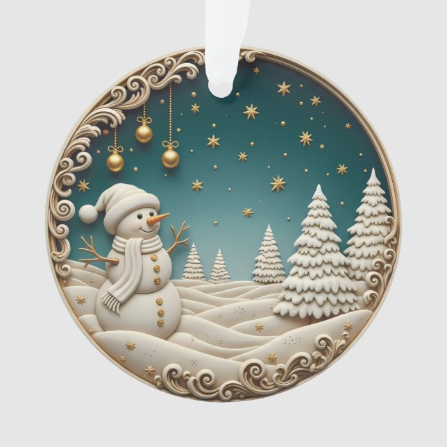 Adorno Snowman Christmas Ornament 2025 – Classic Carved (Anverso)