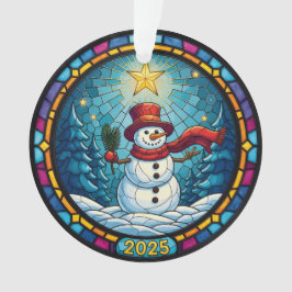 Adorno Snowman Christmas Ornament 2025 – Stained Glass