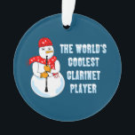 Adorno Snowman, el jugador más tonto del Clarinet<br><div class="desc">Un humorístico árbol de viento de madera para clarinetistas,  profesores de música escolar y estudiantes de viento de madera en concierto y banda de marcha.</div>