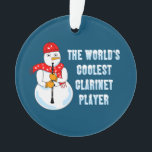 Adorno Snowman, el jugador más tonto del Clarinet<br><div class="desc">Un humorístico árbol de viento de madera para clarinetistas,  profesores de música escolar y estudiantes de viento de madera en concierto y banda de marcha.</div>