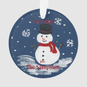 Adorno Snowman pintado a mano PERSONALIZA la ronda