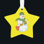 Adorno Snowman Plumber<br><div class="desc">Un muñeco de nieve sosteniendo un émbolo es un divertido diseño de regalo para los contratistas de fontanería en los cumpleaños y las vacaciones de invierno. Se puede cambiar la fecha.</div>
