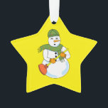 Adorno Snowman Plumber<br><div class="desc">Un muñeco de nieve sosteniendo un émbolo es un divertido diseño de regalo para los contratistas de fontanería en los cumpleaños y las vacaciones de invierno. Se puede cambiar la fecha.</div>