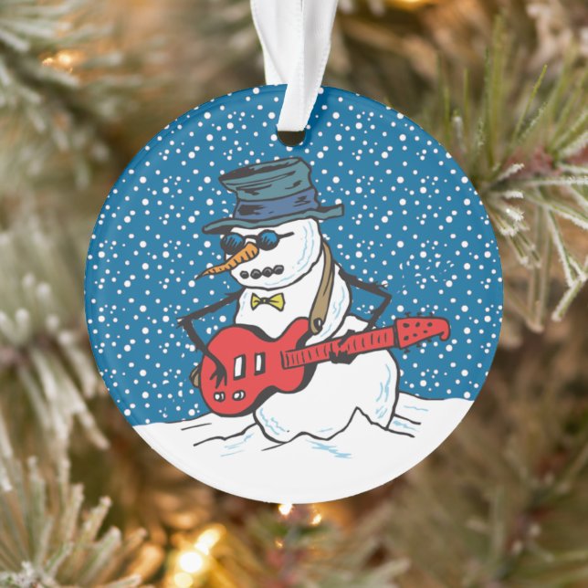 Adorno Snowman toca una guitarra eléctrica (Árbol)