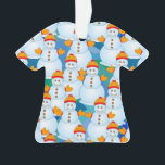Adorno Snowmen<br><div class="desc">Un patrón de hombres de nieve es un diseño único para los cumpleaños y las vacaciones de invierno.</div>