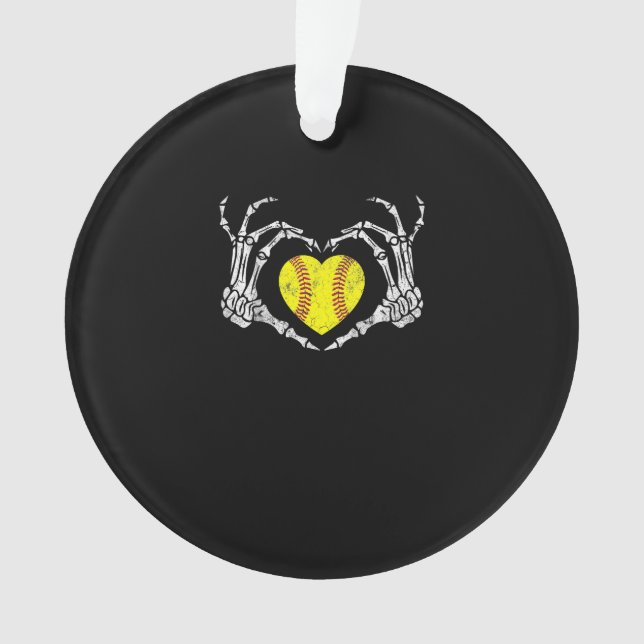 Adorno Softball Heart Skeleton Hand Halloween Costume Fun (Anverso)