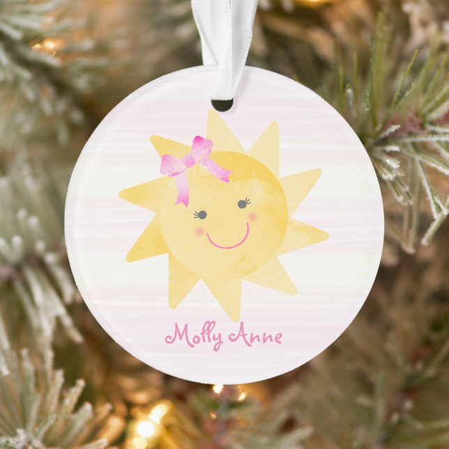 Adorno Sonriendo sol con Keepsake, Chica de Bow (Árbol)
