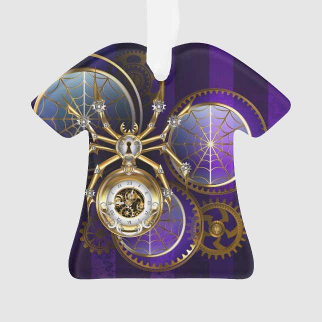 Adorno Spider Steampunk sobre fondo morado (Anverso)