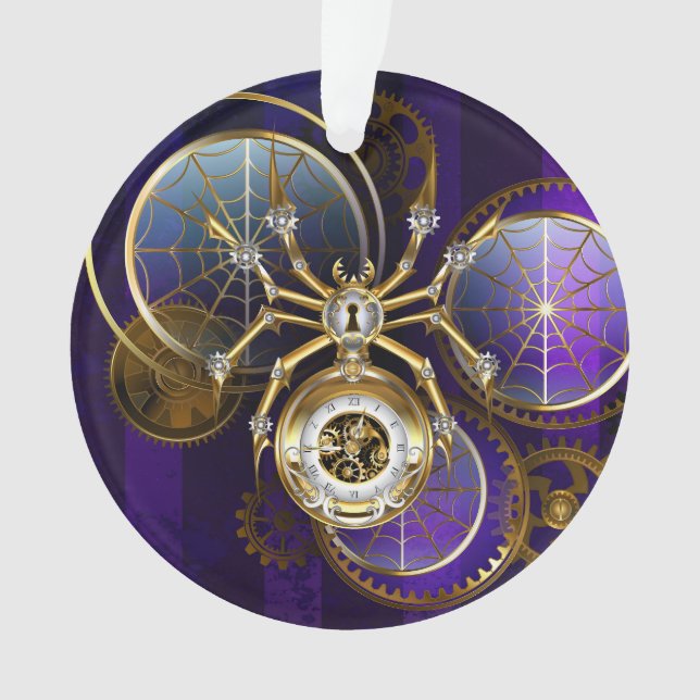 Adorno Spider Steampunk sobre fondo morado (Anverso)