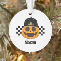 Spooky Retro Calabaza Tío Bebé Nombre Halloween