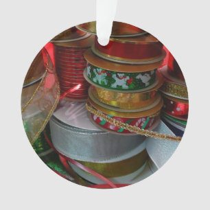 Adorno Spool de Navidades Cinta vacaciones Rojo y Oro