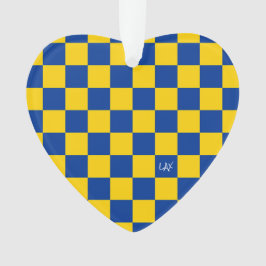 Adorno Sports Checkerboard INITIALS Blue Yellow Fan Club