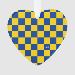 Adorno Sports Checkerboard INITIALS Blue Yellow Fan Club