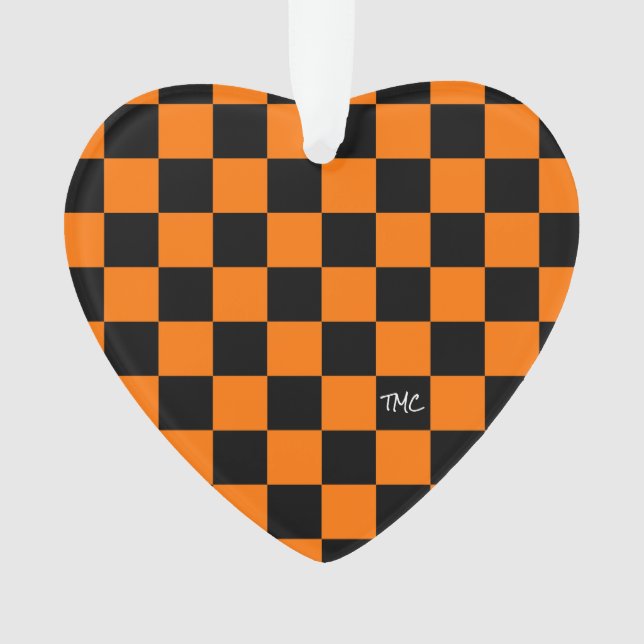 Adorno Sports Checkerboard INITIALS Naranja Black Fan (Anverso)