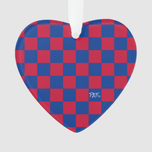 Adorno Sports Checkerboard INITIALS Red Blue Team Love