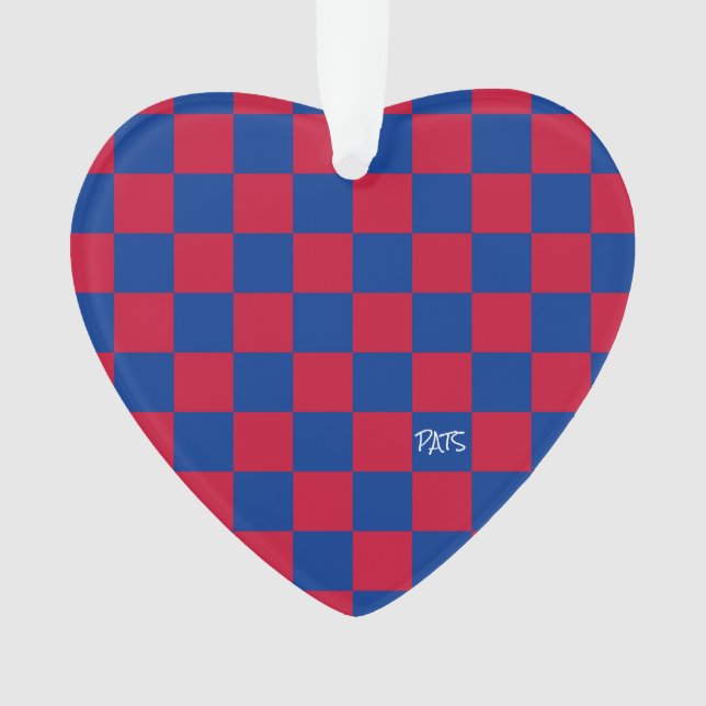 Adorno Sports Checkerboard INITIALS Red Blue Team Love (Anverso)