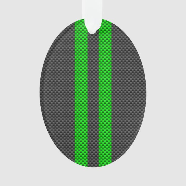 Adorno Sporty Green Carbon Fiber Style Stripes de Carrera (Anverso)