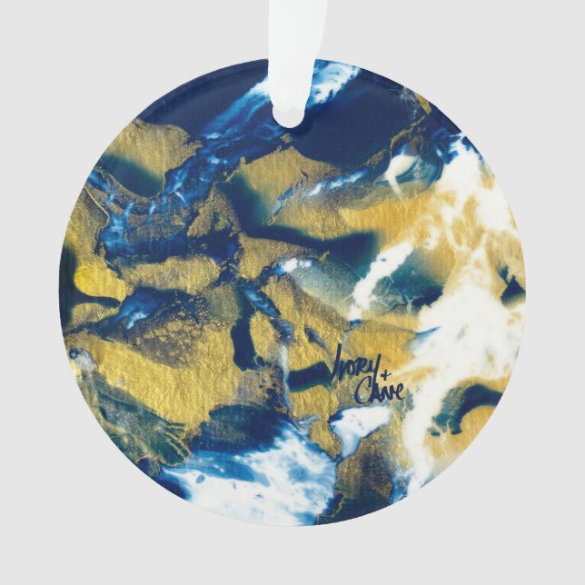 Adorno SPWW brillante azul índigo y oro (Anverso)