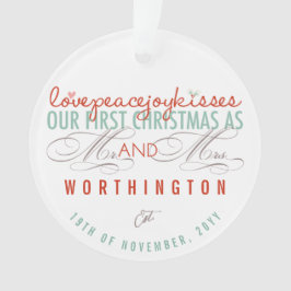 Adorno Sr & Sra Primer Navidad Muérdago Foto Boda