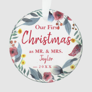 Adorno Sr. y Sra. First Christmas Floral Wreath