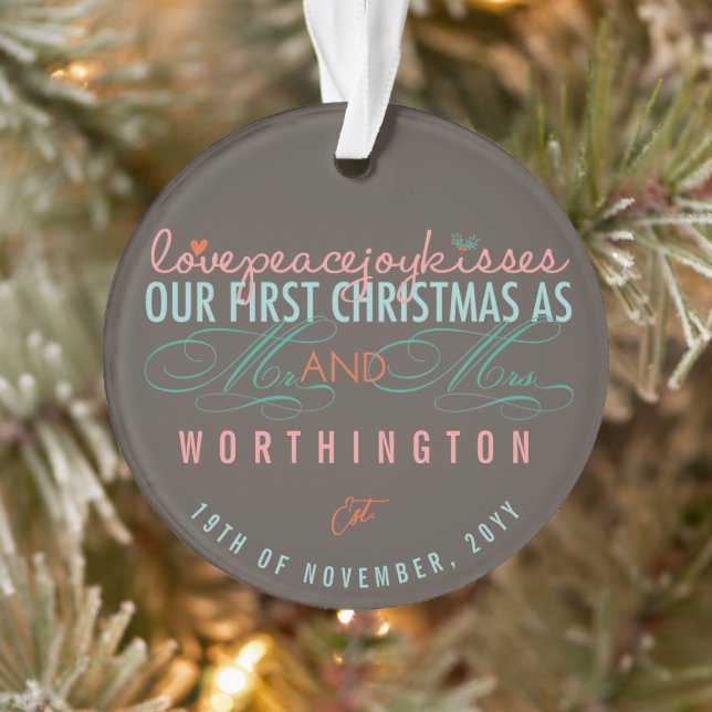 Adorno Sr. y Sra. First Christmas Mistletoes Photo Boda (Árbol)