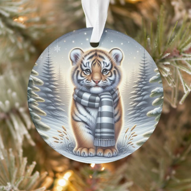 Adorno Standing Tiger in Striped Scarf (Árbol)