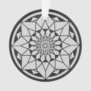 Adorno Star Mandala tejiendo blanco y negro
