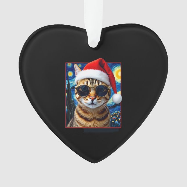 Adorno Starry Night Orange Tabby Cat Christmas (Anverso)