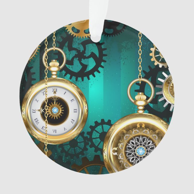 Adorno Steampunk Jewelry Watch sobre un fondo verde (Anverso)