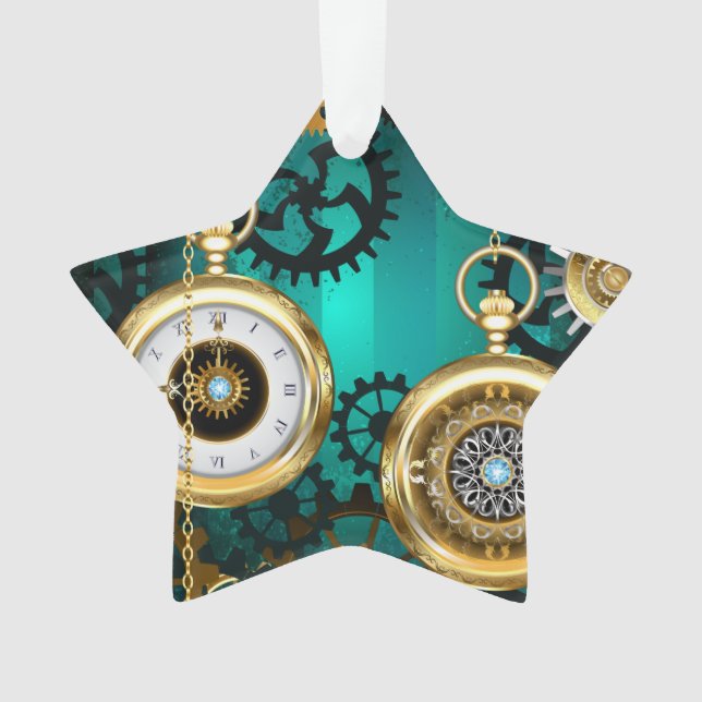 Adorno Steampunk Jewelry Watch sobre un fondo verde (Anverso)