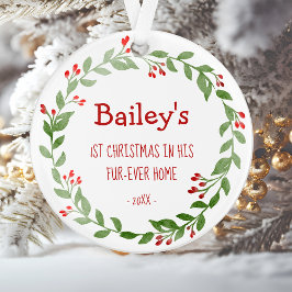 Adorno Su foto de perro acuarela Primera Navidad