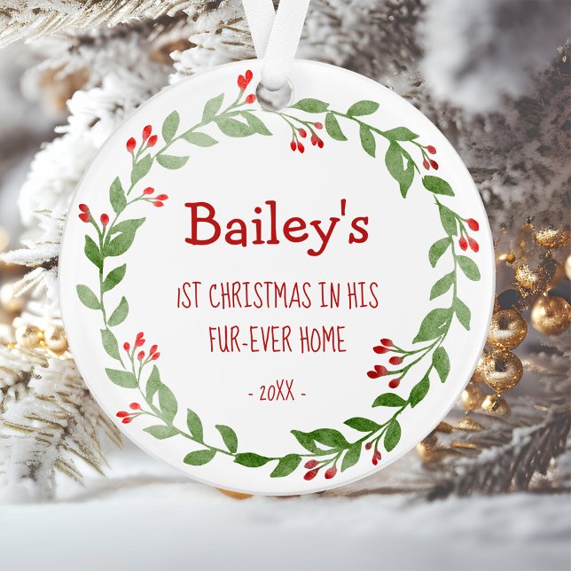 Adorno Su foto de perro acuarela Primera Navidad (Subido por el creador)