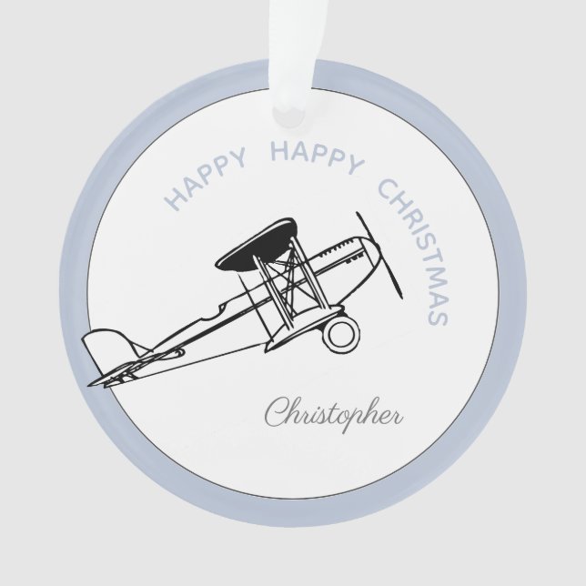 Adorno Su Nombre Aquí Boy Airplane Ornament Christmas (Anverso)