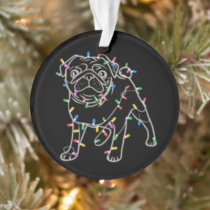 Adorno Suéter de Navidad de árbol de perros Pug Xmas Masc