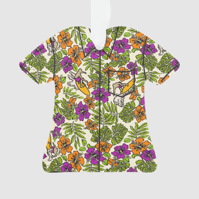 Adorno Surf Pareau Hawaiian Hibiscus Aloha Shirt (Anverso)