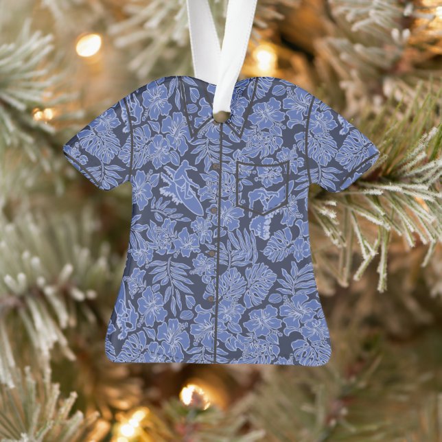 Adorno Surf Pareau Hawaiian Hibiscus Aloha Shirt - Naval (Árbol)