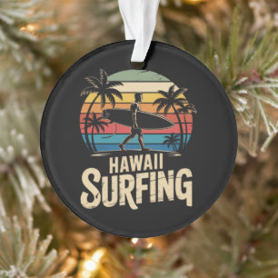 Adorno surfing hawaiano retro - surfista de playa vintage