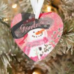 Adorno Sweet Artsy Snowman<br><div class="desc">Con tipografía de nombres delante y año atrás</div>